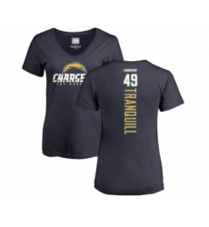 Football Women's Los Angeles Chargers #49 Drue Tranquill Navy Blue Backer T-Shirt