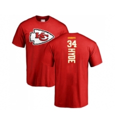 Football Kansas City Chiefs #34 Carlos Hyde Red Backer T-Shirt