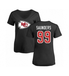 Football Women's Kansas City Chiefs #99 Khalen Saunders Black Name & Number Logo Slim Fit T-Shirt