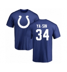 Football Indianapolis Colts #34 Rock Ya-Sin Royal Blue Name & Number Logo T-Shirt