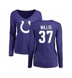Football Women's Indianapolis Colts #37 Khari Willis Royal Blue Name & Number Logo Long Sleeve T-Shirt
