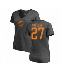 Football Women's Miami Dolphins #27 Kalen Ballage Ash One Color T-Shirt