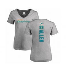 Football Women's Miami Dolphins #89 Dwayne Allen Ash Backer T-Shirt