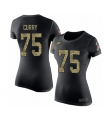 Women's Philadelphia Eagles #75 Vinny Curry Black Camo Salute to Service T-Shirt
