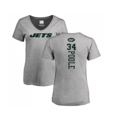 Football Women's New York Jets #34 Brian Poole Ash Backer T-Shirt