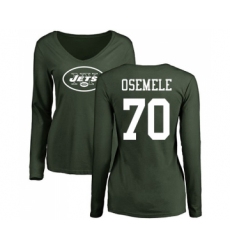 Football Women's New York Jets #70 Kelechi Osemele Green Name & Number Logo Long Sleeve T-Shirt