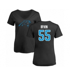 Football Women's Carolina Panthers #55 Bruce Irvin Black Name & Number Logo Slim Fit T-Shirt