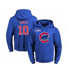 Cubs #10 Ron Santo Blue 2016 World Series Champions Primary Logo Pullover MLB Hoodie
