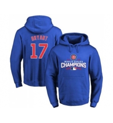 Cubs #17 Kris Bryant Blue 2016 World Series Champions Pullover MLB Hoodie
