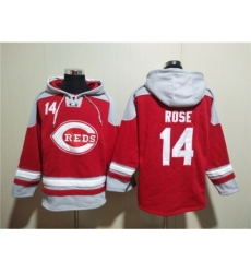 Men's Cincinnati Reds #14 Pete Rose Red Ageless Must-Have Lace-Up Pullover Hoodie