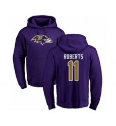 Football Baltimore Ravens #11 Seth Roberts Purple Name & Number Logo Pullover Hoodie