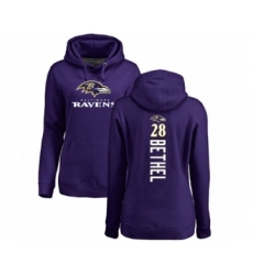 Football Women's Baltimore Ravens #28 Justin Bethel Purple Backer Pullover Hoodie