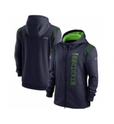Men's Seattle Seahawks 2021 Navy Sideline Team Performance Full-Zip Hoodie