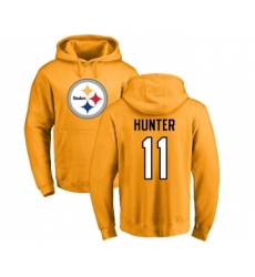 Football Pittsburgh Steelers #11 Justin Hunter Gold Name & Number Logo Pullover Hoodie