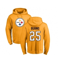 Football Pittsburgh Steelers #25 Artie Burns Gold Name & Number Logo Pullover Hoodie