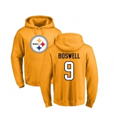 Football Pittsburgh Steelers #9 Chris Boswell Gold Name & Number Logo Pullover Hoodie