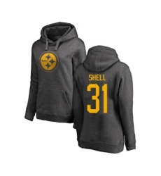 Football Women's Pittsburgh Steelers #31 Donnie Shell Ash One Color Pullover Hoodie