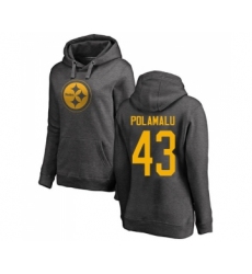 Football Women's Pittsburgh Steelers #43 Troy Polamalu Ash One Color Pullover Hoodie