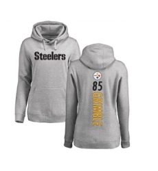 Football Women's Pittsburgh Steelers #85 Xavier Grimble Ash Backer Pullover Hoodie