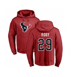 Football Houston Texans #29 Bradley Roby Red Name & Number Logo Pullover Hoodie