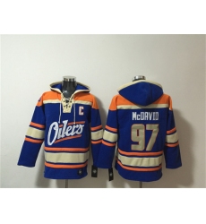 Men's Edmonton Oilers #97 Connor McDavid Blue Lace-Up Pullover Hoodie