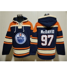 Men's Edmonton Oilers #97 Connor McDavid Navy Lace-Up Pullover Hoodie