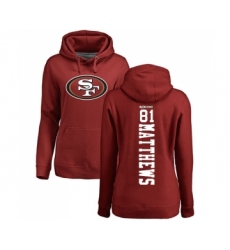 Football Women's San Francisco 49ers #81 Jordan Matthews Red Backer Pullover Hoodie