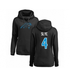Football Women's Carolina Panthers #4 Joey Slye Black Name & Number Logo Pullover Hoodie