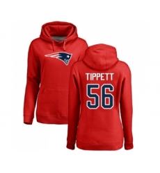 Football Women's New England Patriots #56 Andre Tippett Red Name & Number Logo Pullover Hoodie