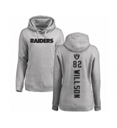 Football Women's Oakland Raiders #82 Luke Willson Ash Backer Pullover Hoodie