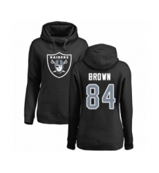 Football Women's Oakland Raiders #84 Antonio Brown Black Name & Number Logo Pullover Hoodie