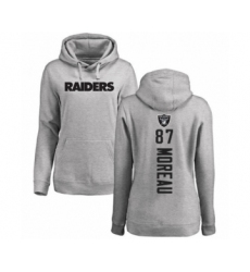 Football Women's Oakland Raiders #87 Foster Moreau Ash Backer Pullover Hoodie