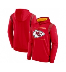 Men's Kansas City Chiefs 2021 Red Sideline Logo Performance Pullover Hoodie