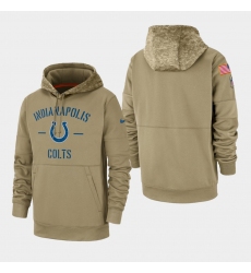 Men's Indianapolis Colts Tan 2019 Salute to Service Sideline Therma Pullover Hoodie