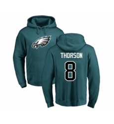 Philadelphia Eagles #8 Clayton Thorson Green Name & Number Logo Pullover Hoodie