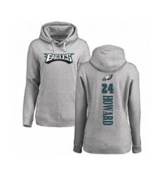 Women's Philadelphia Eagles #24 Jordan Howard Ash Backer Pullover Hoodie