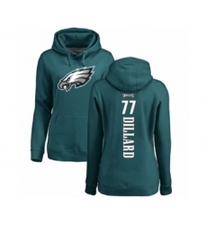 Women's Philadelphia Eagles #77 Andre Dillard Green Backer Pullover Hoodie