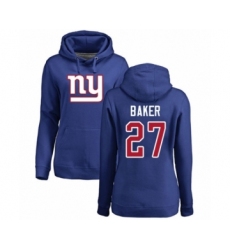 Football Women's New York Giants #27 Deandre Baker Royal Blue Name & Number Logo Pullover Hoodie