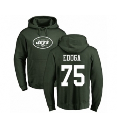 Football New York Jets #75 Chuma Edoga Green Name & Number Logo Pullover Hoodie