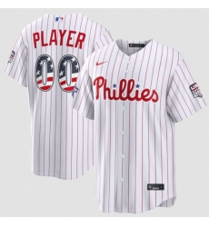 Men's Philadelphia Phillies Active Player Custom White 2026 All-Star Edition Stars & Stripes & USA 250 Fourth of July Home Stadium Stitched Baseball Jersey