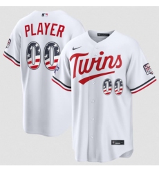 Men's Minnesota Twins Active Player Custom White 2026 All-Star Edition Stars & Stripes & USA 250 Fourth of July Home Stadium Stitched Baseball Jersey