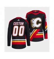 Men's Calgary Flames Custom Black 2022-23 Reverse Retro Stitched Jersey