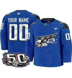 Men's Washington Capitals Customized Blue 50th Anniversary Authentic Jersey