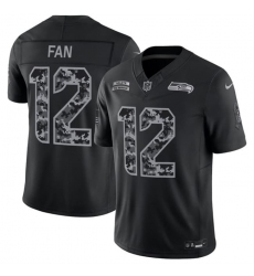 Men's Seattle Seahawks #12 Fan Black 2026 F.U.S.E. Salute to Service Limited Football Stitched Jersey