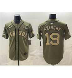 Men's Boston Red Sox #19 Roman Anthony Olive Armed Forces Day Cool Base Stitched Baseball Jersey