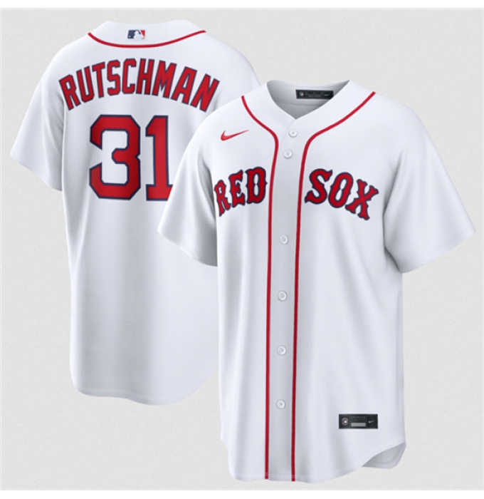 Men's Boston Red Sox #31 Adley Rutschman White Cool Base Stitched Baseball Jersey