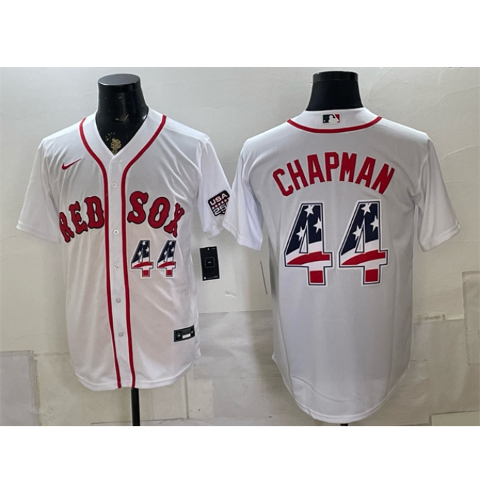 Men's Boston Red Sox #44 Aroldis Chapman White 2026 USA 250 Fourth of July Home Stitched Baseball Jersey