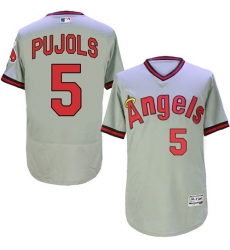Men's Majestic Los Angeles Angels of Anaheim #5 Albert Pujols Grey Flexbase Authentic Collection Cooperstown MLB Jersey