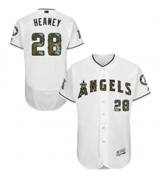Men's Majestic Los Angeles Angels of Anaheim #28 Andrew Heaney Authentic White 2016 Memorial Day Fashion Flex Base MLB Jersey