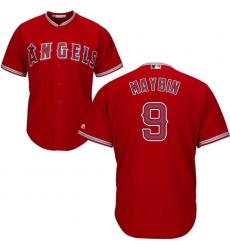 Men's Majestic Los Angeles Angels of Anaheim #9 Cameron Maybin Replica Red Alternate Cool Base MLB Jersey